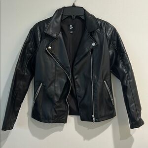 Art Class Leather MotoJacket - Black - Size YL